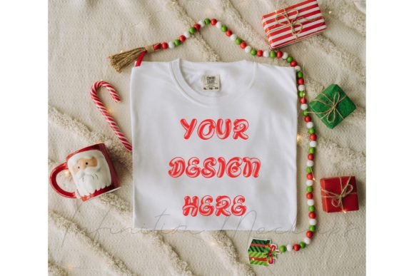 1717 White Mockup Christmas Flat Lay: Graphics & T-Shirts
