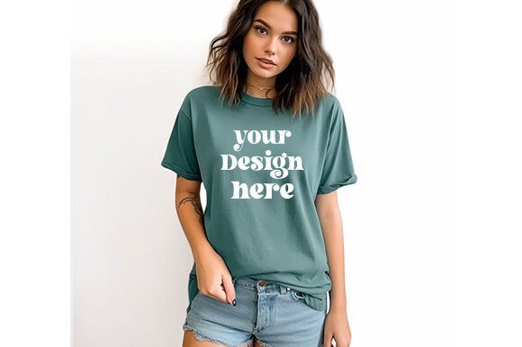 Comfort Colors C1717 Blue-Spruce Mockup: Graphics & T-Shirts