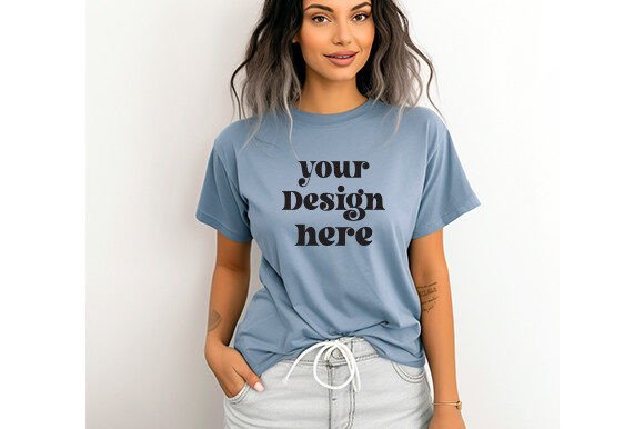 Comfort Colors C1717 Bluejean Mockup: Graphics for T-Shirts