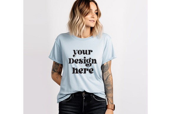 Comfort Colors C1717 Chambray Mockup Graphics for T-Shirts
