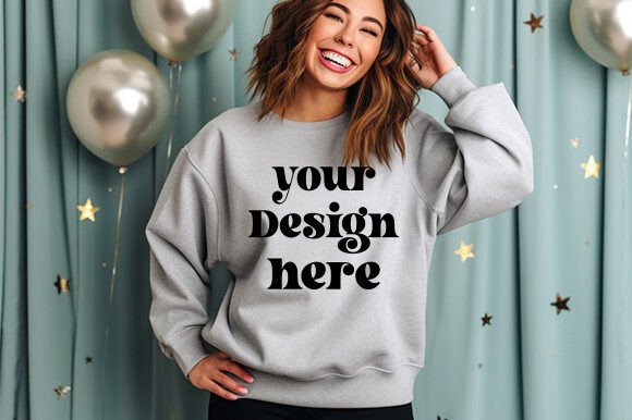 Gildan 18000 New Years Sport Grey Mockup Graphics
