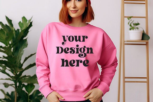 Gildan 18000 Women Heliconia Mockup Graphics for Hoodies Sweatshirts