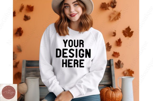 Gildan Fall 18000 Women White Mockup Graphics