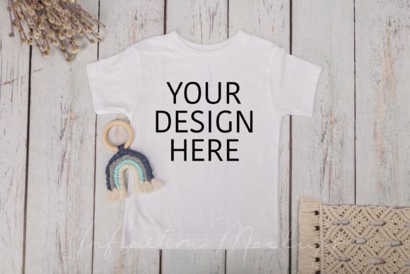 Kids White T-Shirt Mockup: Graphics for T-Shirts