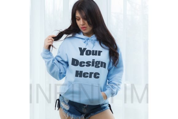 Light Blue Hoodie Mockup Gildan 18500 Graphics Review