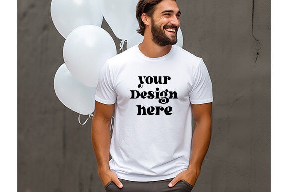 New Year's Male White Mockup for Graphics & T-Shirts