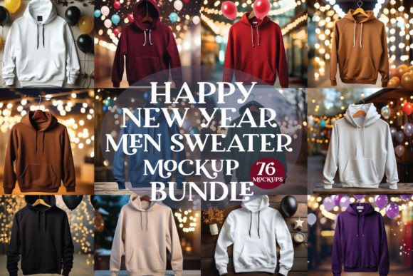 New Year Sweater Mockup Graphics for Hoodies Sweatshirts