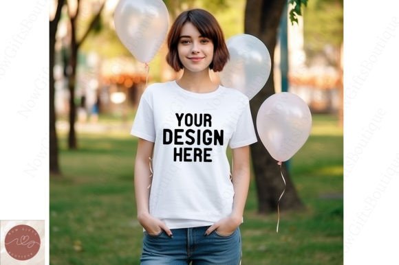 New Year Woman Comfort T-shirt Mockup Graphics
