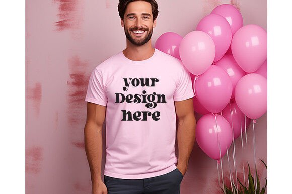 New Year’s Male Pink Mockup: Graphics & T-Shirts