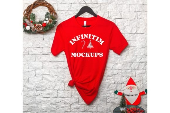 Red Christmas Tshirt Mockup: Graphics for T-Shirts