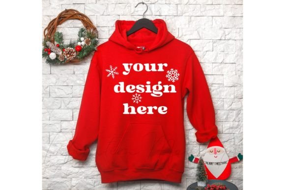 Reviewing Christmas Gildan 18500 Red Hoodie Mockup Graphics for Hoodies Sweatshirts