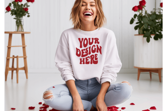 Reviewing Valentine White Sweatshirt Mockup 04