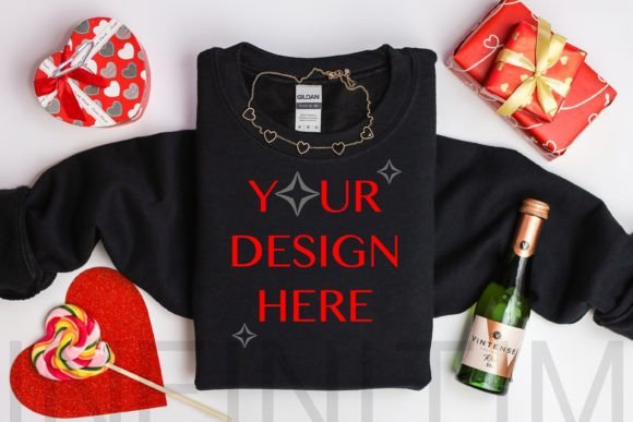Valentine Gildan 18000 Mockup: Graphics for Hoodies Sweatshirts