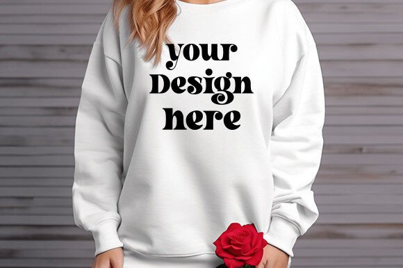 Valentine Gildan 18000 White Mockup: Graphics for Hoodies Sweatshirts