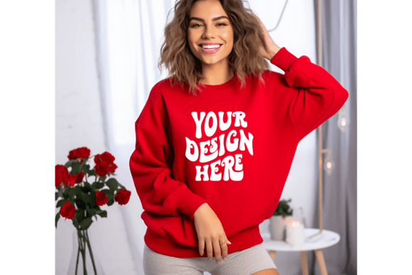 Valentine Red Sweatshirt Mockup Graphics for Hoodies Sweatshirts